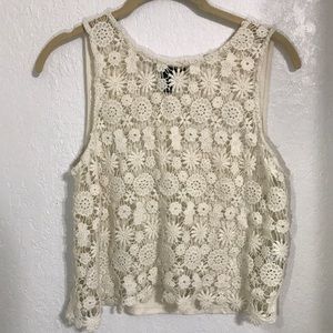 Crochet style crop top beach wear cream